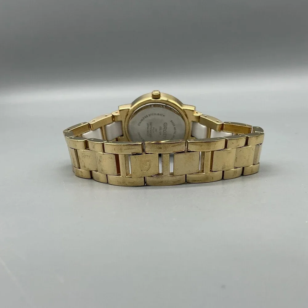 Gruen GSL121 Womens Watch 32mm White Dial Gold Tone Bracelet New Battery 8
